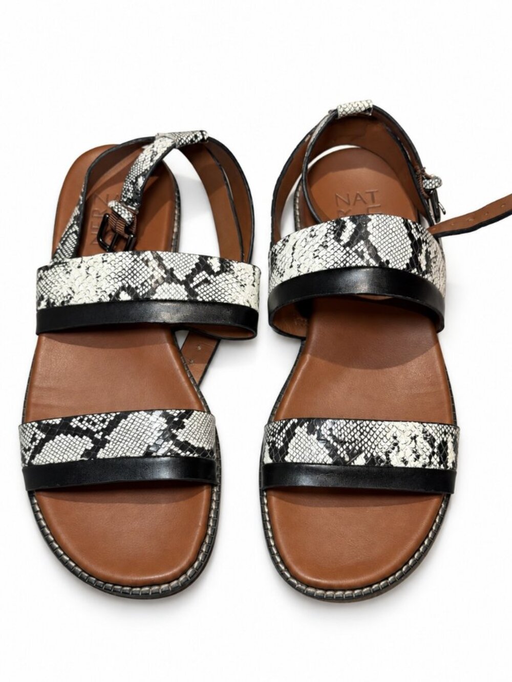 Naturalizer Black Snake Print Strappy Sandals Size 6